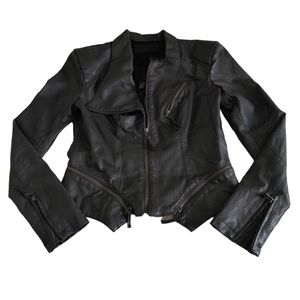 Blank NYC Small Faux Leather Zip Detail Fitted Moto Style Jacket